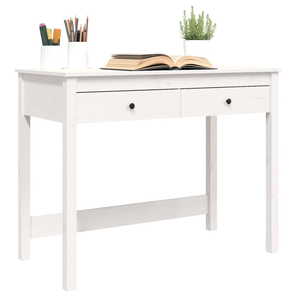 Schreibtisch mit Schubladen Weiß 100x50x78 cm Massivholz Kiefer - Premium Schreibtische  - Just €152.81! Shop now at homesales4u