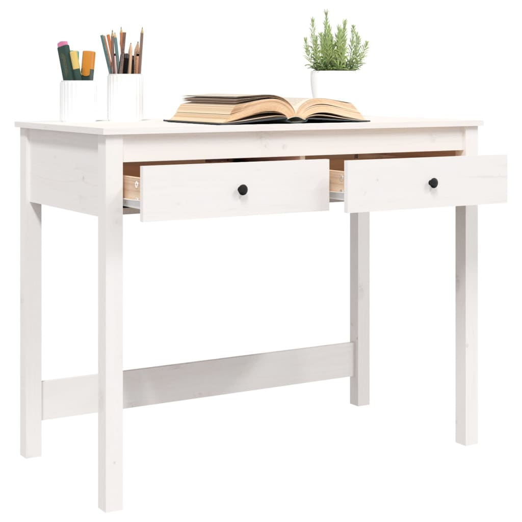 Schreibtisch mit Schubladen Weiß 100x50x78 cm Massivholz Kiefer - Premium Schreibtische  - Just €152.81! Shop now at homesales4u