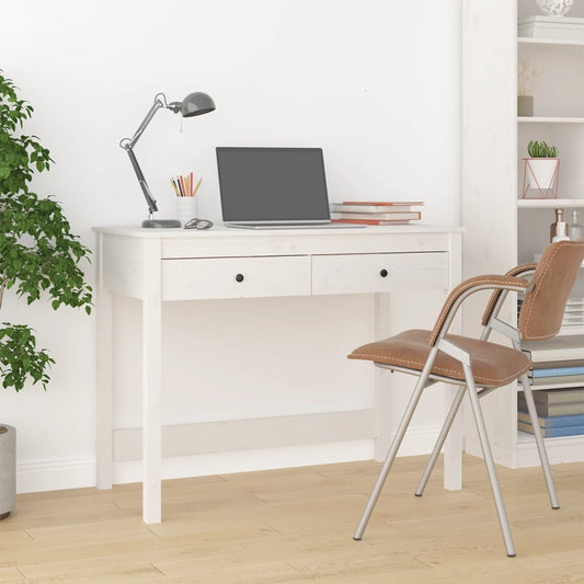 Schreibtisch mit Schubladen Weiß 100x50x78 cm Massivholz Kiefer - Premium Schreibtische  - Just €152.81! Shop now at homesales4u