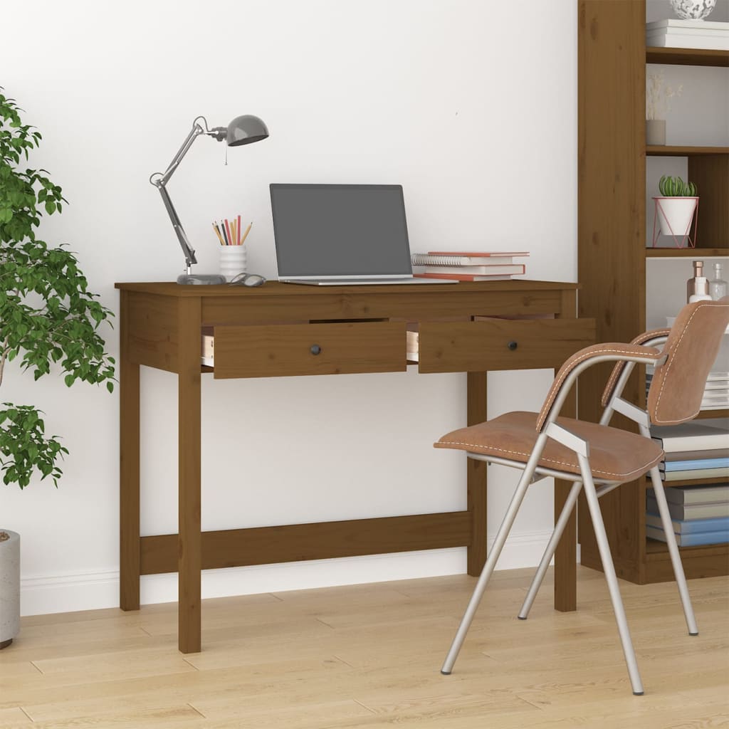 Schreibtisch mit Schubladen Honigbraun 100x50x78 cm Massivholz - Premium Schreibtische  - Just €168.23! Shop now at homesales4u