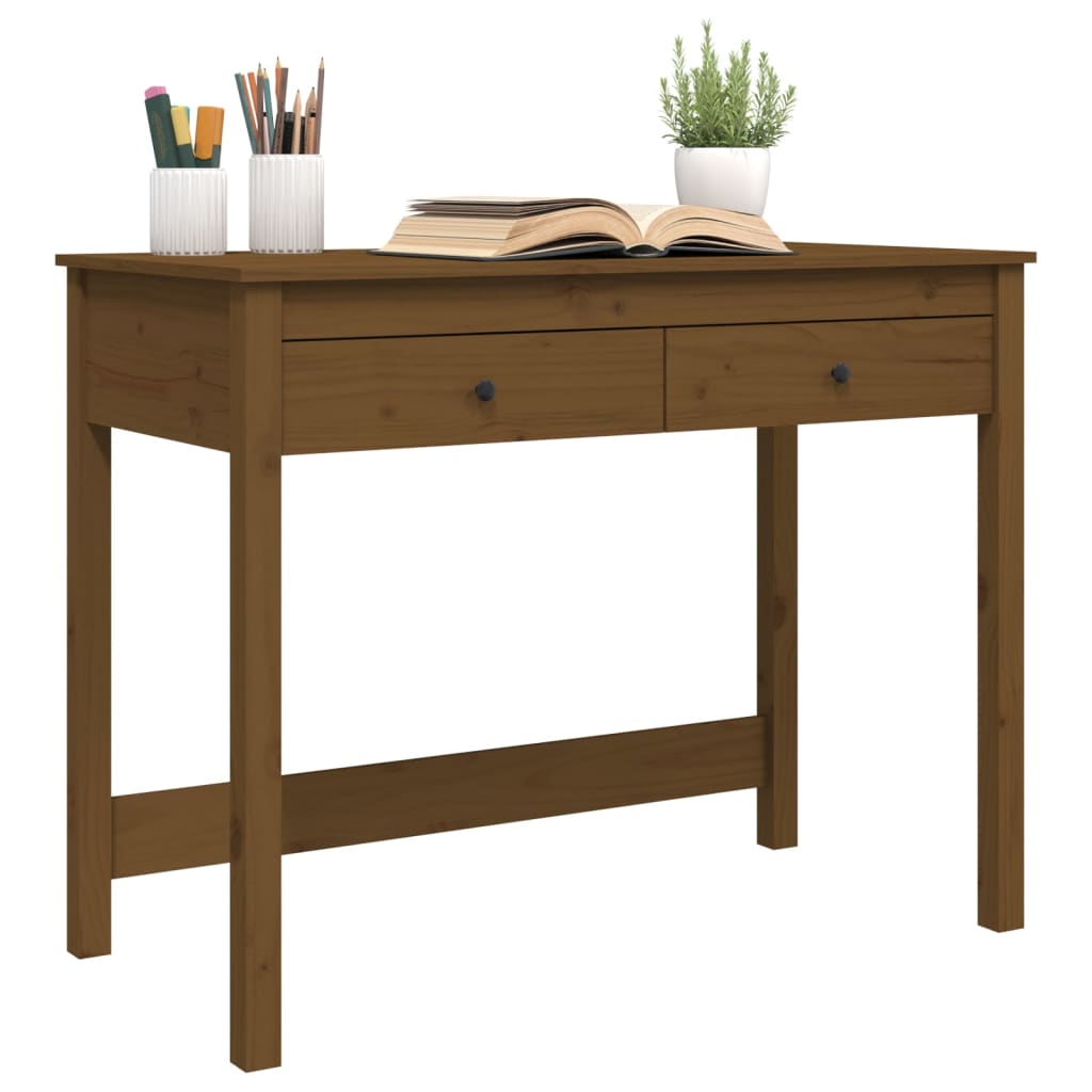 Schreibtisch mit Schubladen Honigbraun 100x50x78 cm Massivholz - Premium Schreibtische  - Just €168.23! Shop now at homesales4u