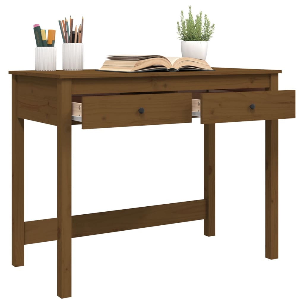 Schreibtisch mit Schubladen Honigbraun 100x50x78 cm Massivholz - Premium Schreibtische  - Just €168.23! Shop now at homesales4u