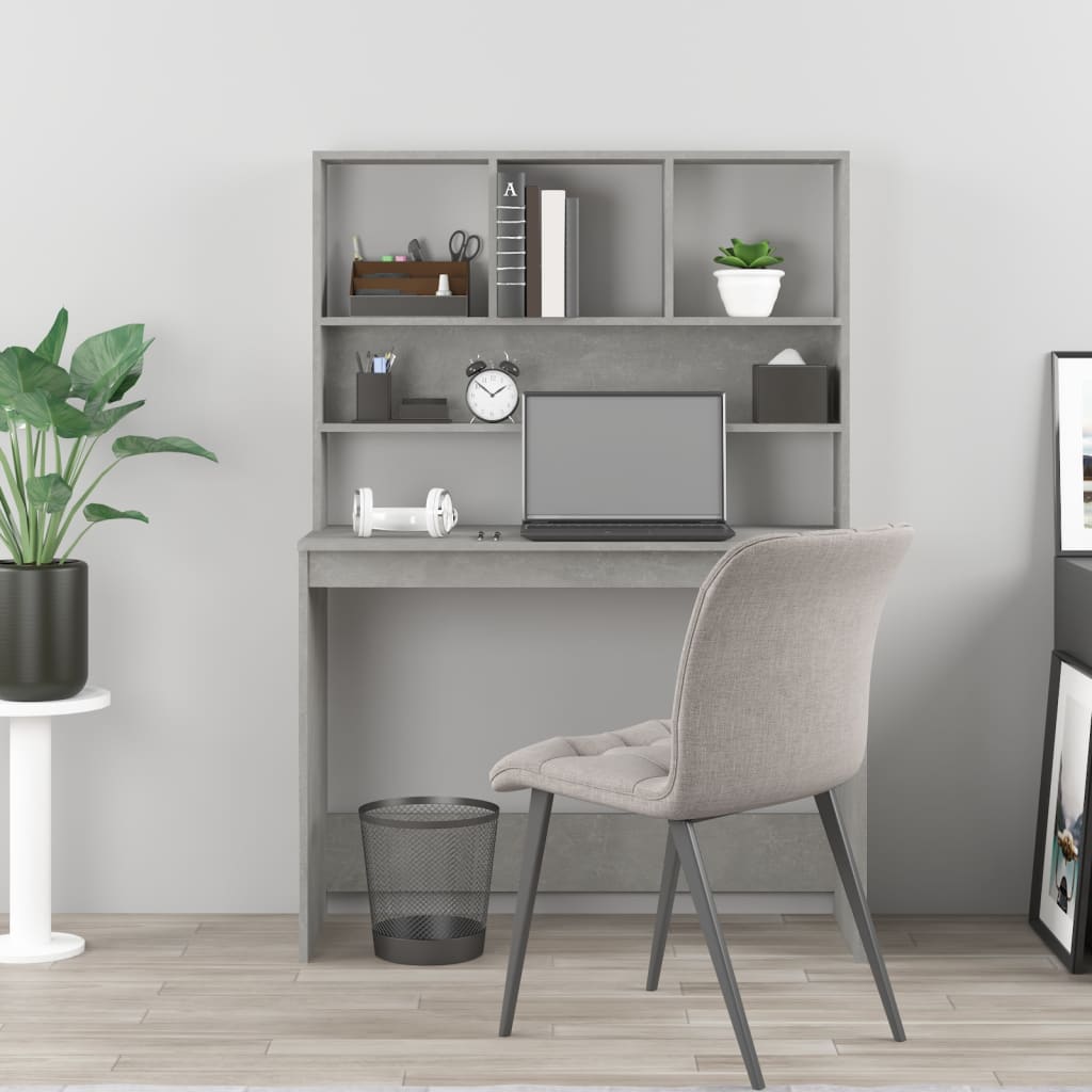 Schreibtisch mit Regal Betongrau 102x45x148 cm Holzwerkstoff - Premium Schreibtische  - Just €95.45! Shop now at homesales4u