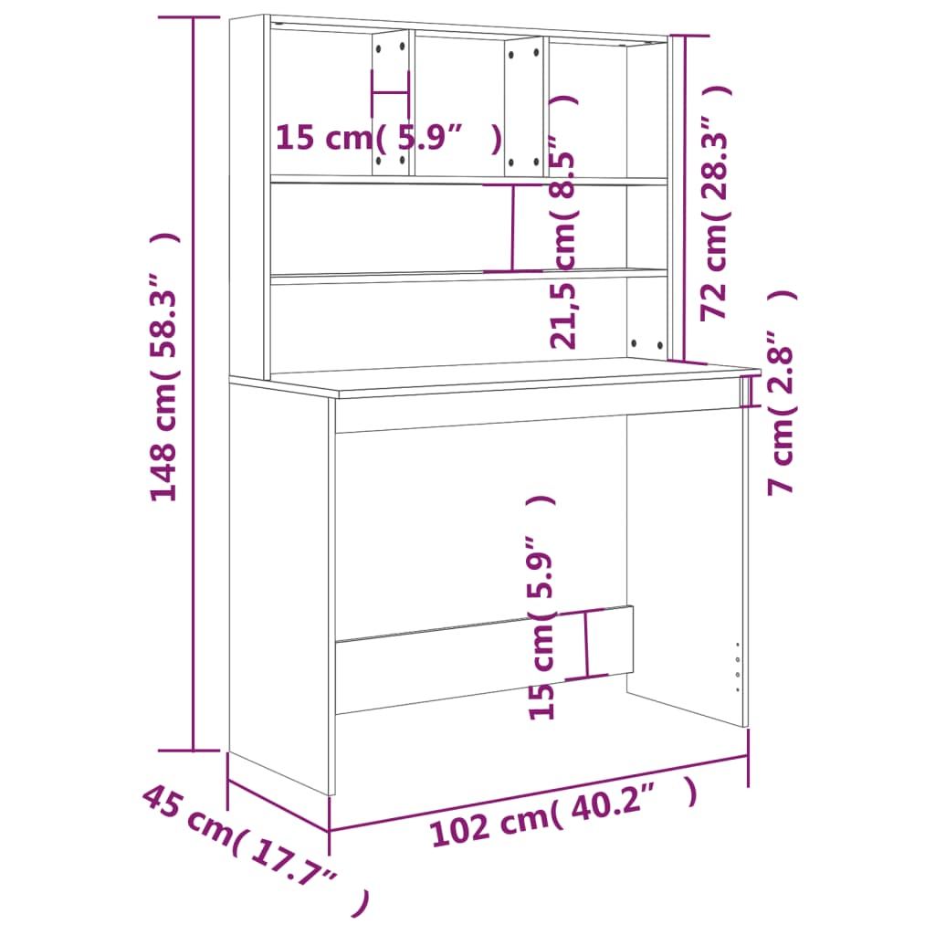 Schreibtisch mit Regal Betongrau 102x45x148 cm Holzwerkstoff - Premium Schreibtische  - Just €95.45! Shop now at homesales4u