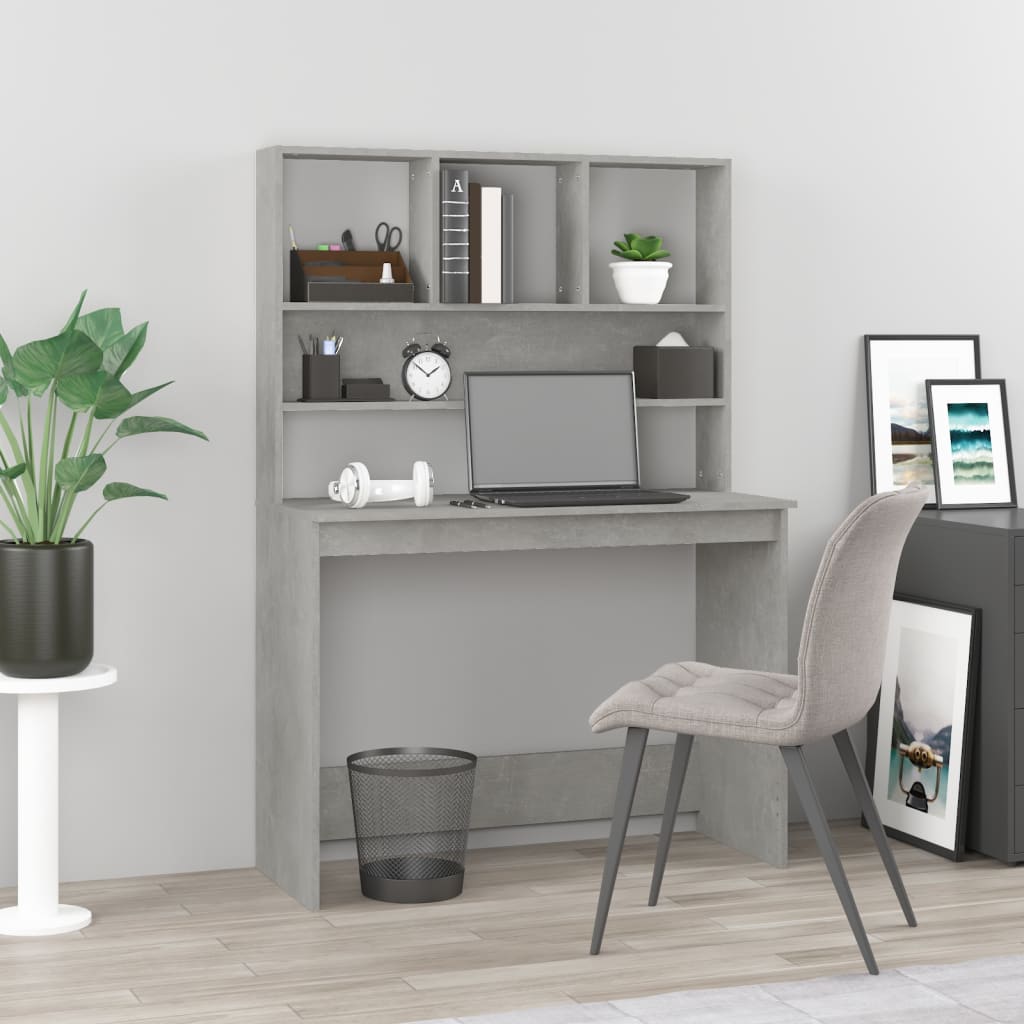 Schreibtisch mit Regal Betongrau 102x45x148 cm Holzwerkstoff - Premium Schreibtische  - Just €95.45! Shop now at homesales4u