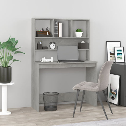 Schreibtisch mit Regal Betongrau 102x45x148 cm Holzwerkstoff - Premium Schreibtische  - Just €95.45! Shop now at homesales4u