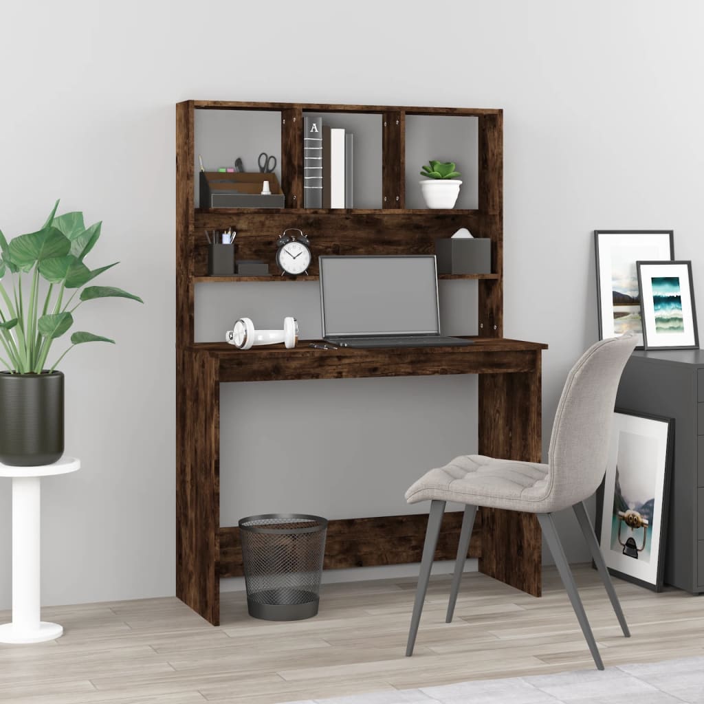 Schreibtisch mit Regal Räuchereiche 102x45x148 cm Holzwerkstoff - Premium Schreibtische  - Just €91.30! Shop now at homesales4u