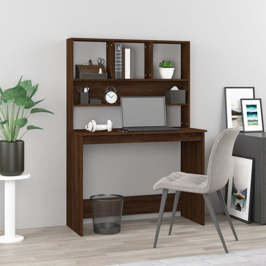 Schreibtisch mit Regal Braun Eiche 102x45x148 cm Holzwerkstoff - Premium Schreibtische  - Just €92.01! Shop now at homesales4u