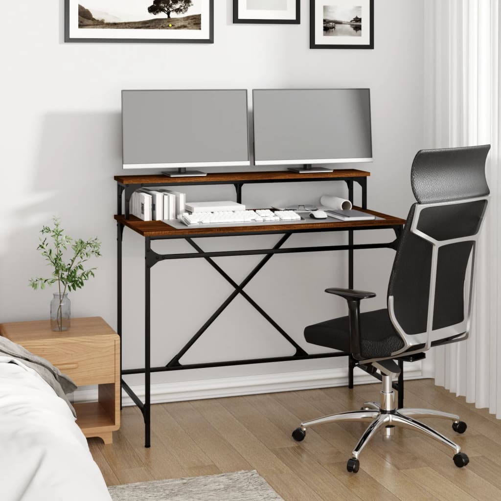 Schreibtisch Braun Eichen-Optik 100x50x90cm Holzwerkstoff Eisen - Premium Schreibtische  - Just €83.47! Shop now at homesales4u