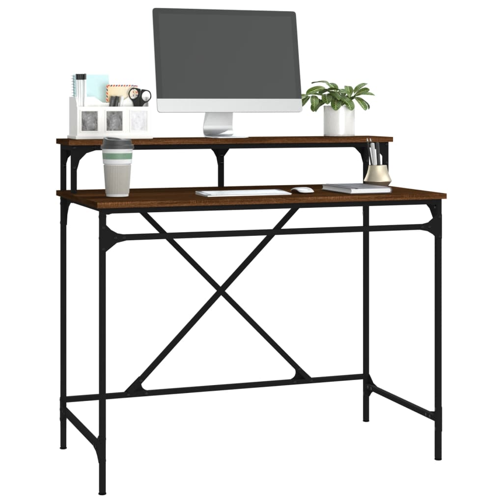 Schreibtisch Braun Eichen-Optik 100x50x90cm Holzwerkstoff Eisen - Premium Schreibtische  - Just €83.47! Shop now at homesales4u