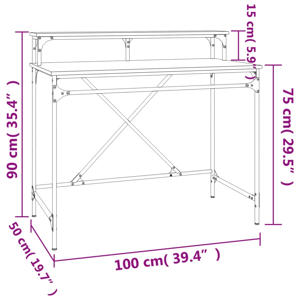 Schreibtisch Braun Eichen-Optik 100x50x90cm Holzwerkstoff Eisen - Premium Schreibtische  - Just €83.47! Shop now at homesales4u