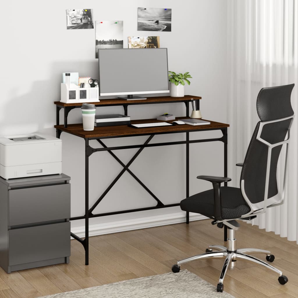 Schreibtisch Braun Eichen-Optik 100x50x90cm Holzwerkstoff Eisen - Premium Schreibtische  - Just €83.47! Shop now at homesales4u