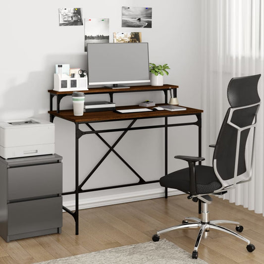 Schreibtisch Braun Eichen-Optik 100x50x90cm Holzwerkstoff Eisen - Premium Schreibtische  - Just €83.47! Shop now at homesales4u