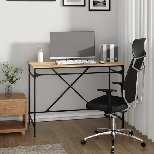 Schreibtisch Sonoma-Eiche 100x50x75 cm Holzwerkstoff und Eisen - Premium Schreibtische  - Just €168.55! Shop now at homesales4u