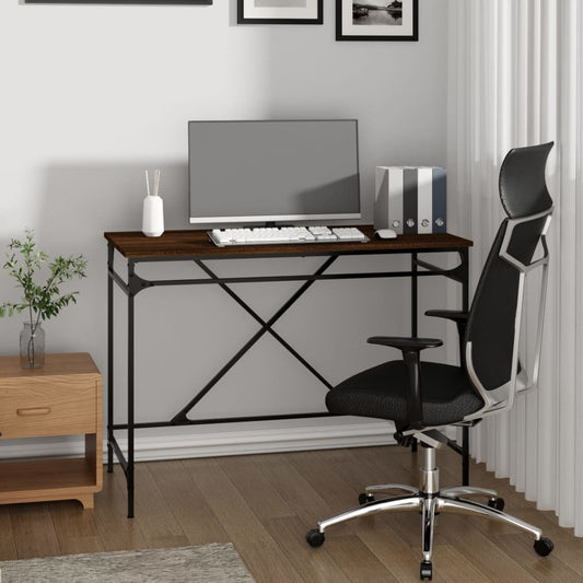Schreibtisch Braun Eichen-Optik 100x50x75cm Holzwerkstoff Eisen - Premium Schreibtische  - Just €159.56! Shop now at homesales4u