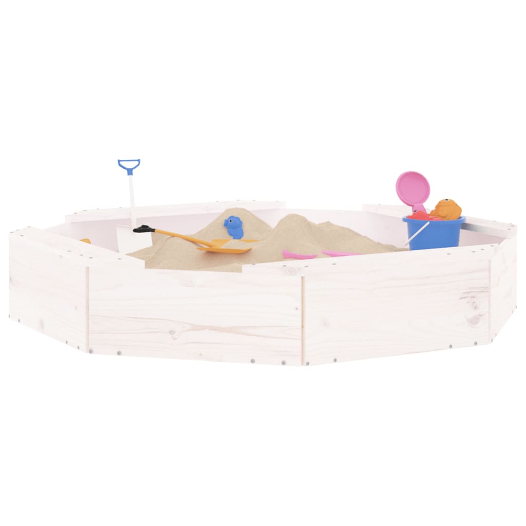Sandkasten mit Sitzen Weiß Achteck Massivholz Kiefer - Premium Sandkästen  - Just €60.74! Shop now at homesales4u