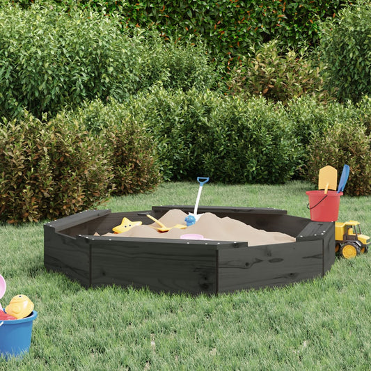Sandkasten mit Sitzen Grau Achteck Massivholz Kiefer - Premium Sandkästen  - Just €81.04! Shop now at homesales4u