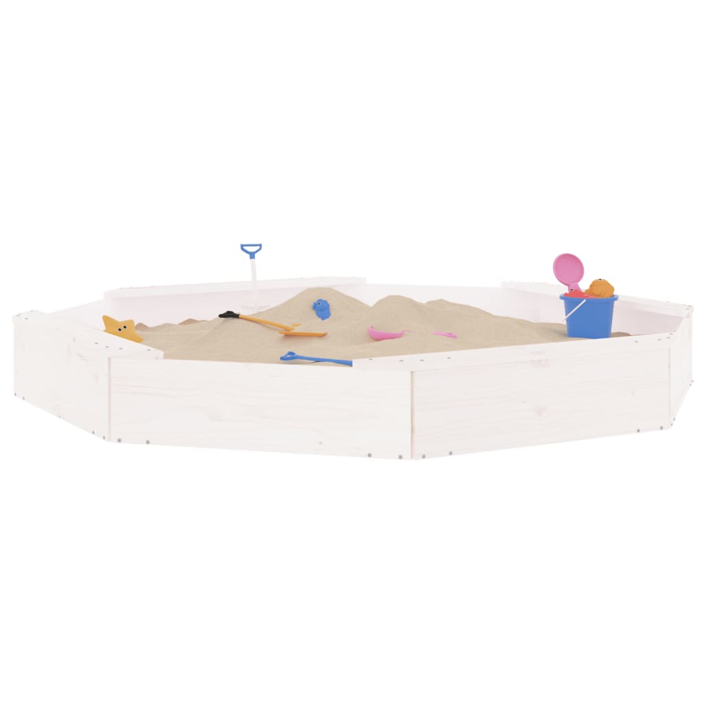 Sandkasten mit Sitzen Weiß Achteck Massivholz Kiefer - Premium Sandkästen  - Just €89.63! Shop now at homesales4u