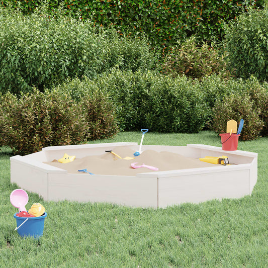 Sandkasten mit Sitzen Weiß Achteck Massivholz Kiefer - Premium Sandkästen  - Just €84.86! Shop now at homesales4u