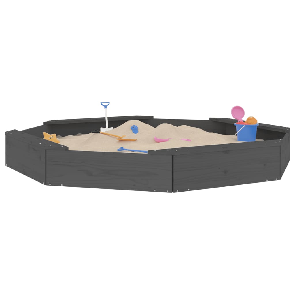 Sandkasten mit Sitzen Grau Achteck Massivholz Kiefer - Premium Sandkästen  - Just €111.48! Shop now at homesales4u
