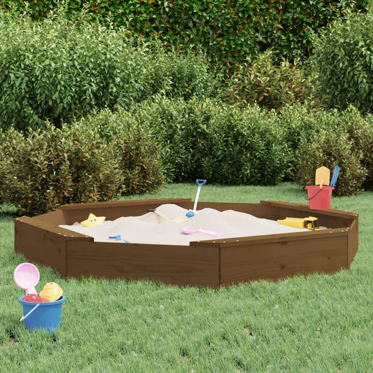 Sandkasten mit Sitzen Honigbraun Achteck Massivholz Kiefer - Premium Sandkästen  - Just €106.51! Shop now at homesales4u