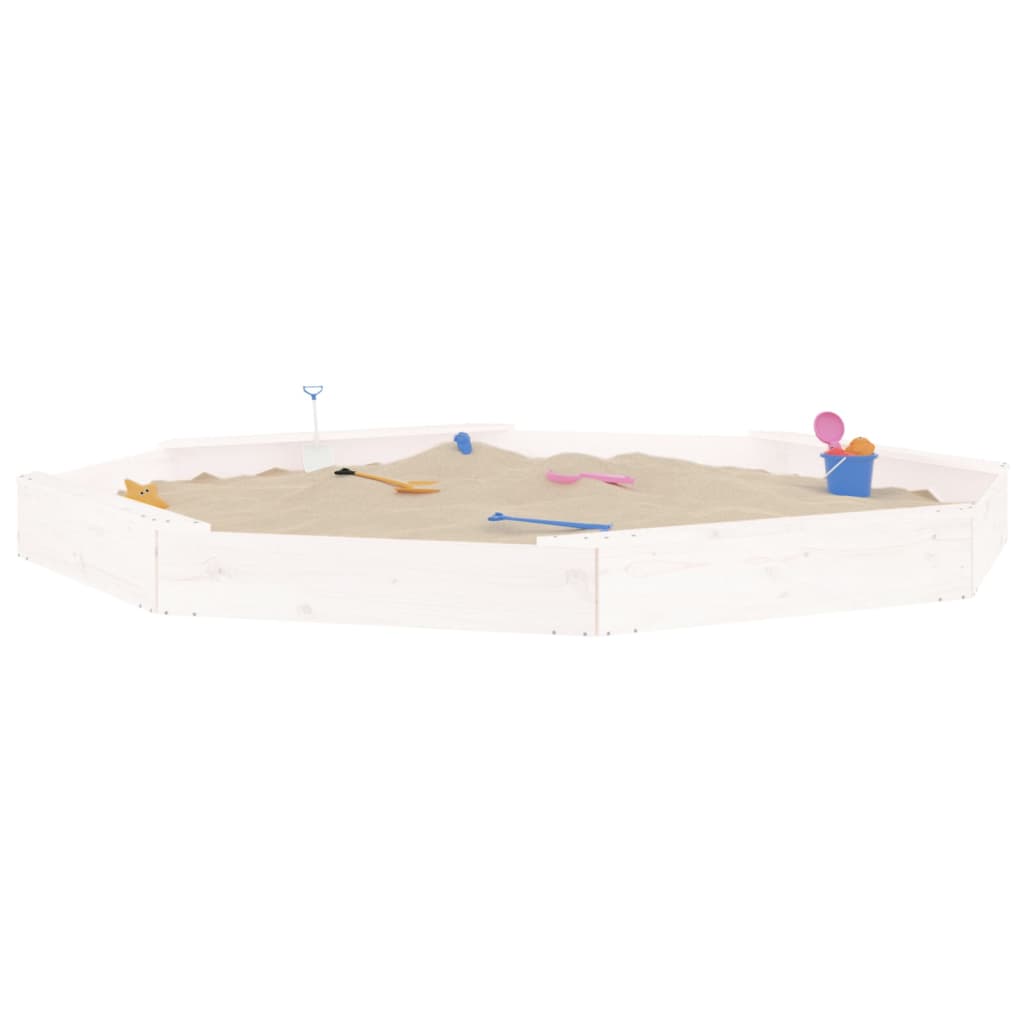 Sandkasten mit Sitzen Weiß Achteck Massivholz Kiefer - Premium Sandkästen  - Just €155.24! Shop now at homesales4u