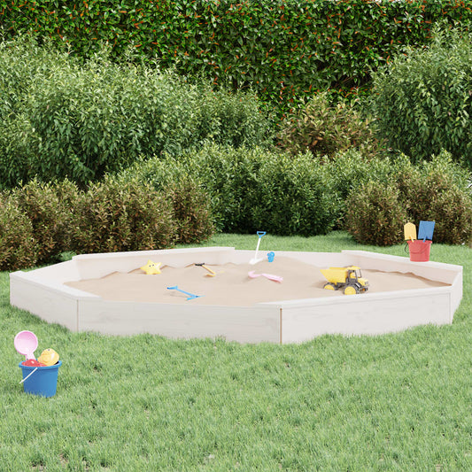 Sandkasten mit Sitzen Weiß Achteck Massivholz Kiefer - Premium Sandkästen  - Just €155.24! Shop now at homesales4u