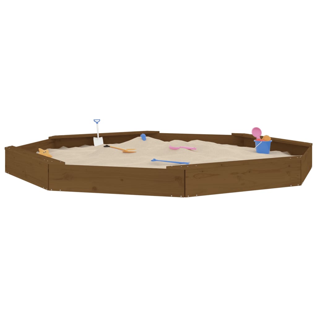 Sandkasten mit Sitzen Honigbraun Achteck Massivholz Kiefer - Premium Sandkästen  - Just €174.67! Shop now at homesales4u