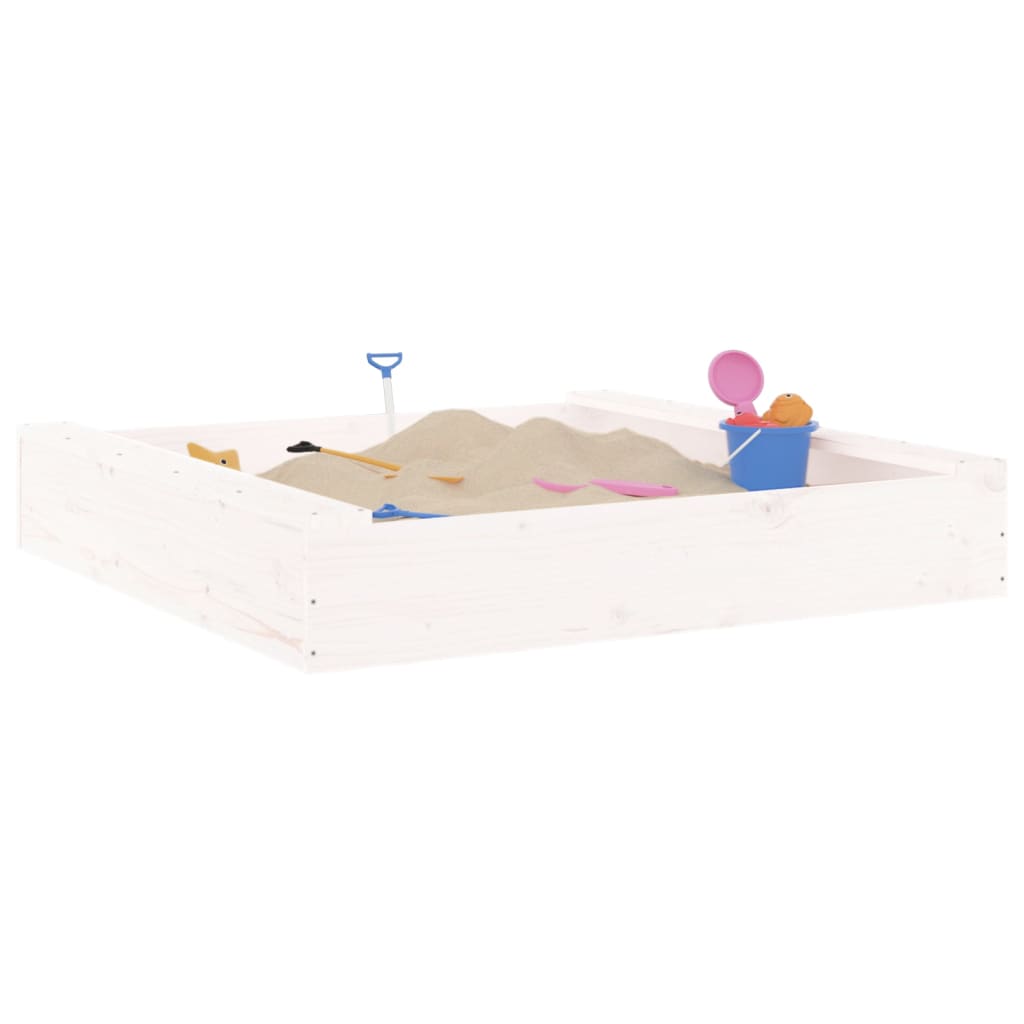 Sandkasten mit Sitzen Weiß Quadratisch Massivholz Kiefer - Premium Sandkästen  - Just €55.21! Shop now at homesales4u