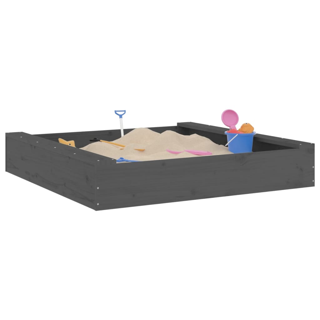Sandkasten mit Sitzen Grau Quadratisch Massivholz Kiefer - Premium Sandkästen  - Just €74.03! Shop now at homesales4u