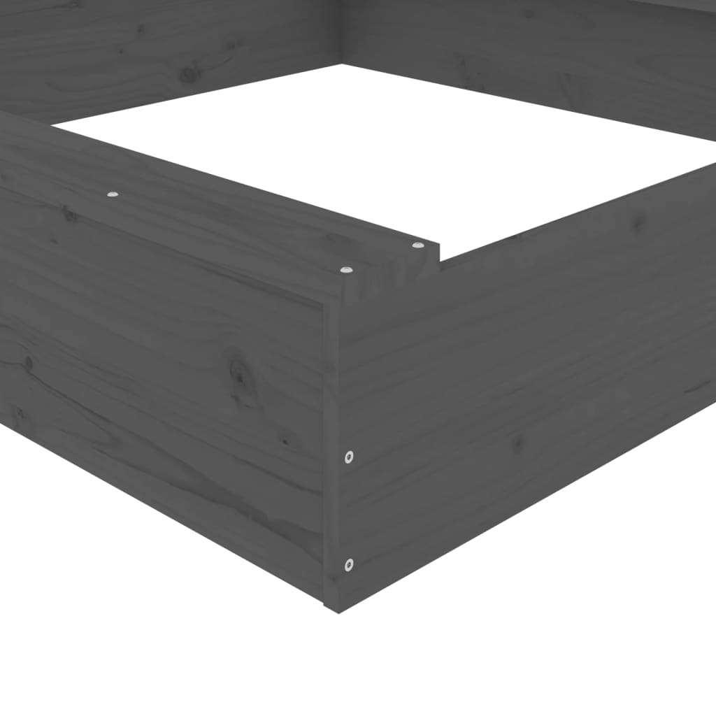 Sandkasten mit Sitzen Grau Quadratisch Massivholz Kiefer - Premium Sandkästen  - Just €74.03! Shop now at homesales4u
