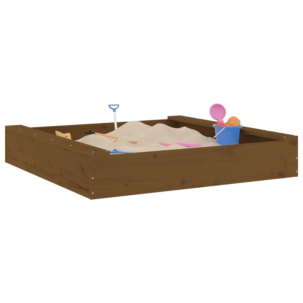 Sandkasten mit Sitzen Honigbraun Quadratisch Massivholz Kiefer - Premium Sandkästen  - Just €55.55! Shop now at homesales4u