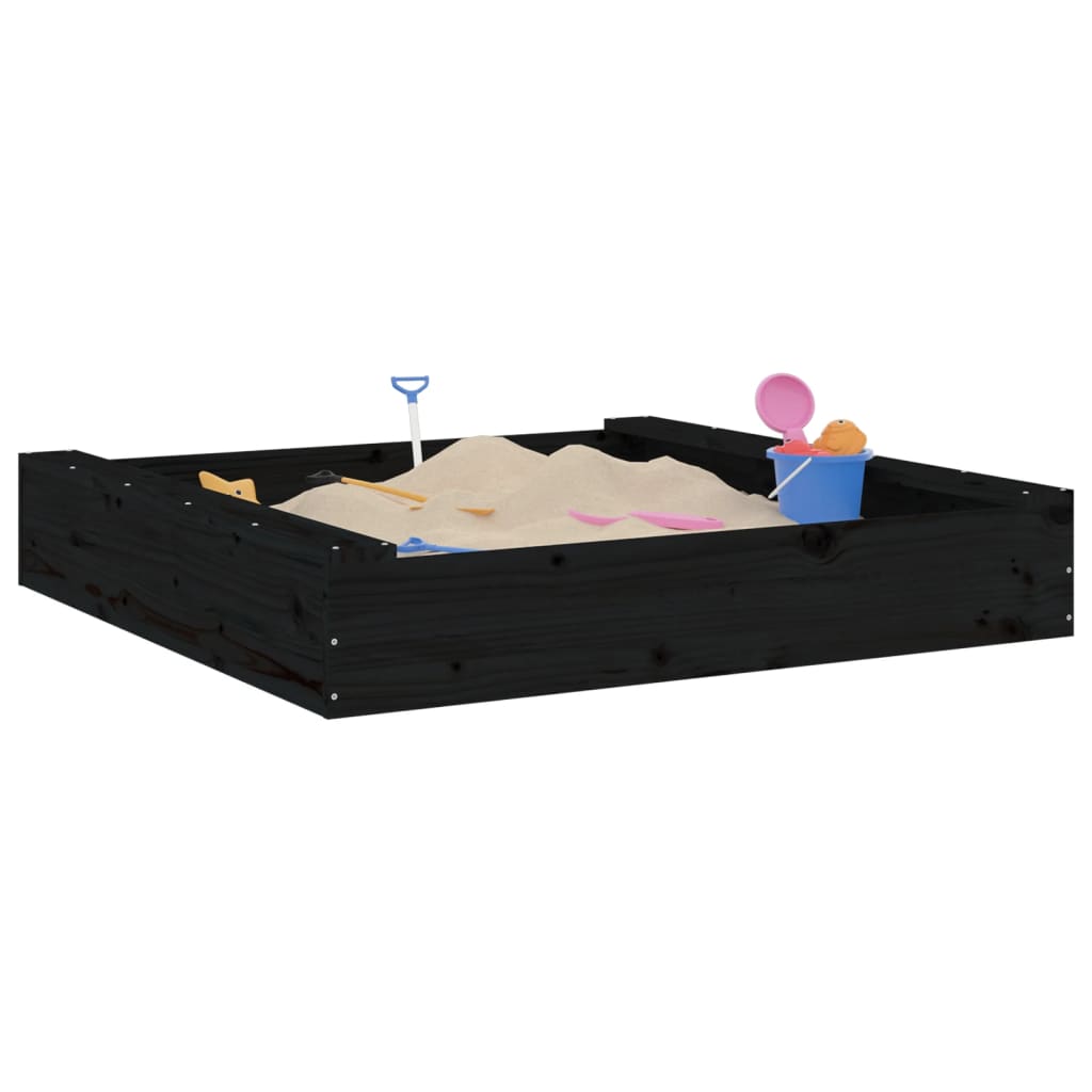 Sandkasten mit Sitzen Schwarz Quadratisch Massivholz Kiefer - Premium Sandkästen  - Just €79.51! Shop now at homesales4u