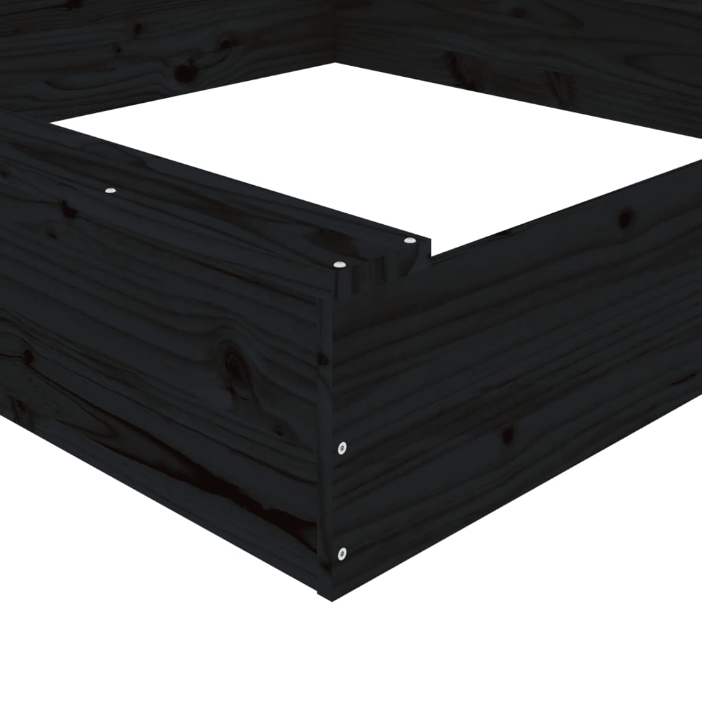 Sandkasten mit Sitzen Schwarz Quadratisch Massivholz Kiefer - Premium Sandkästen  - Just €79.51! Shop now at homesales4u