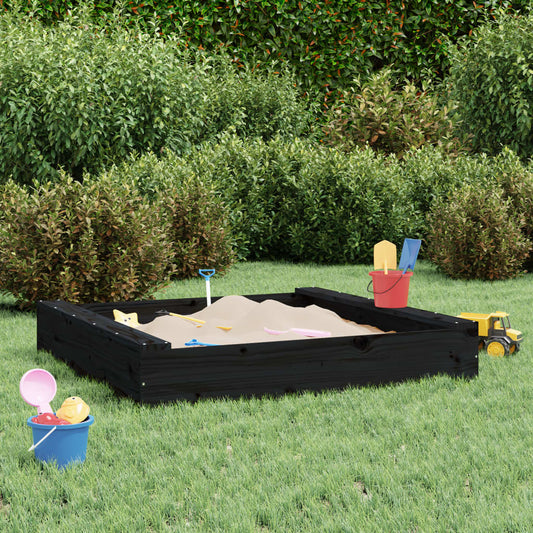 Sandkasten mit Sitzen Schwarz Quadratisch Massivholz Kiefer - Premium Sandkästen  - Just €79.51! Shop now at homesales4u