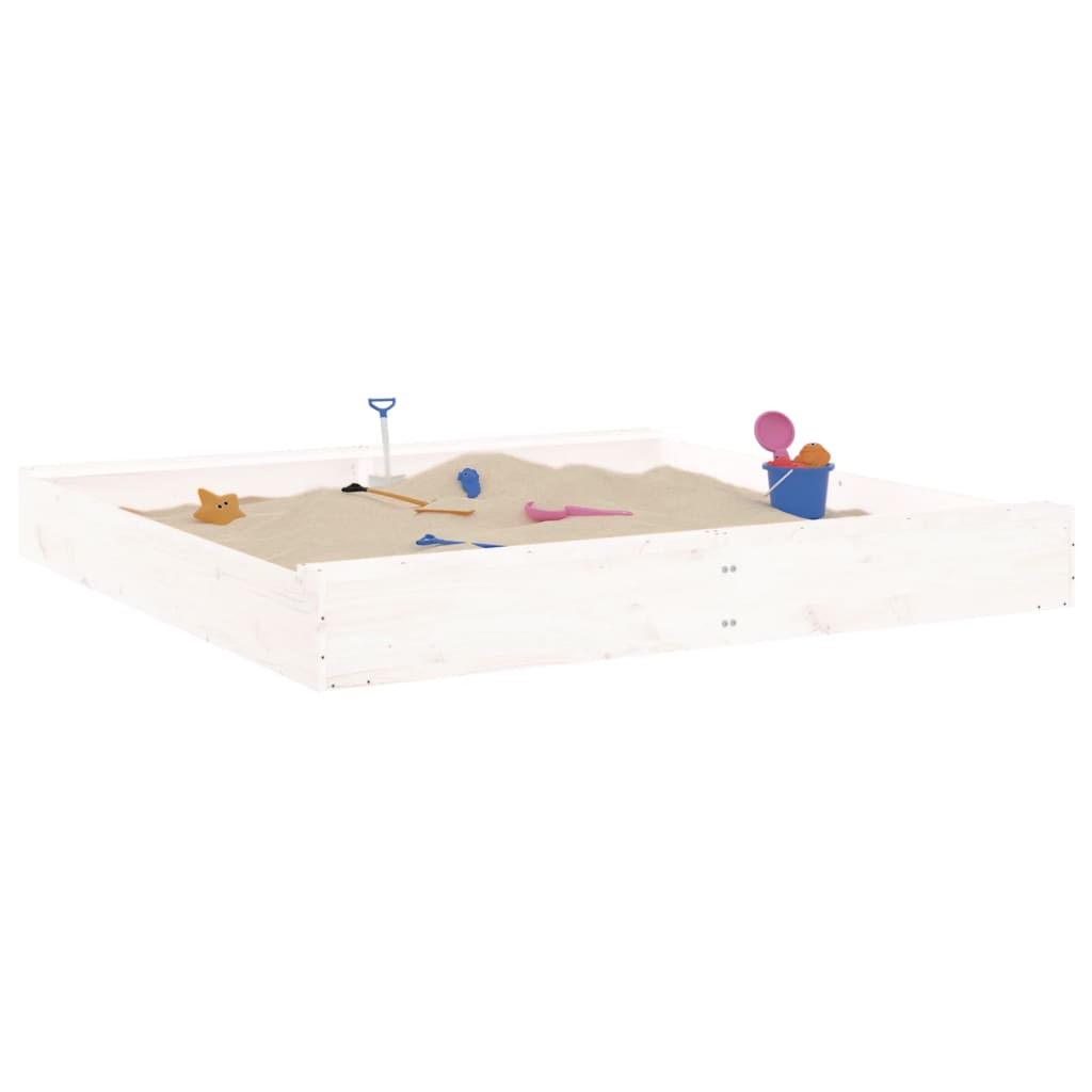 Sandkasten mit Sitzen Weiß Quadratisch Massivholz Kiefer - Premium Sandkästen  - Just €97.89! Shop now at homesales4u