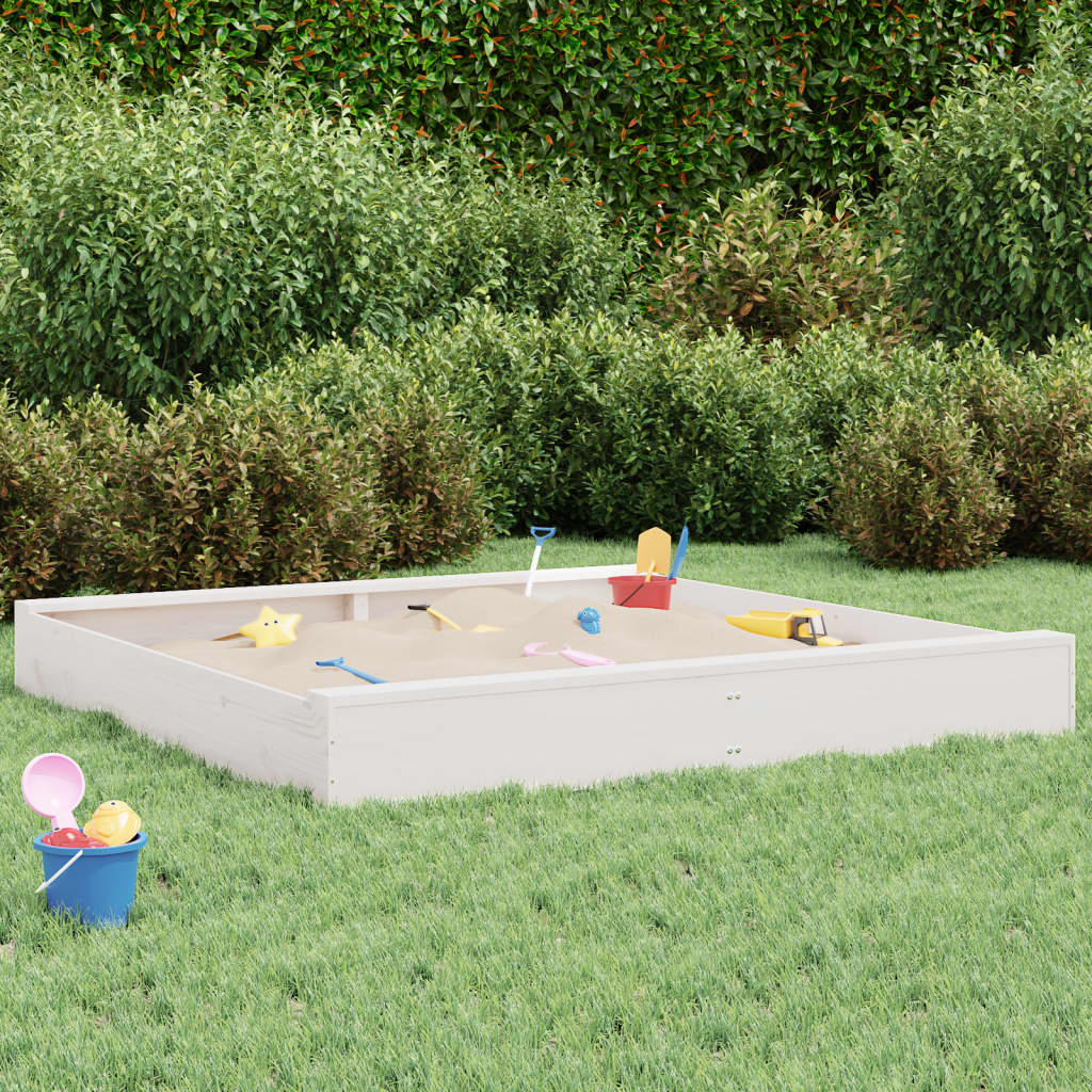 Sandkasten mit Sitzen Weiß Quadratisch Massivholz Kiefer - Premium Sandkästen  - Just €97.89! Shop now at homesales4u