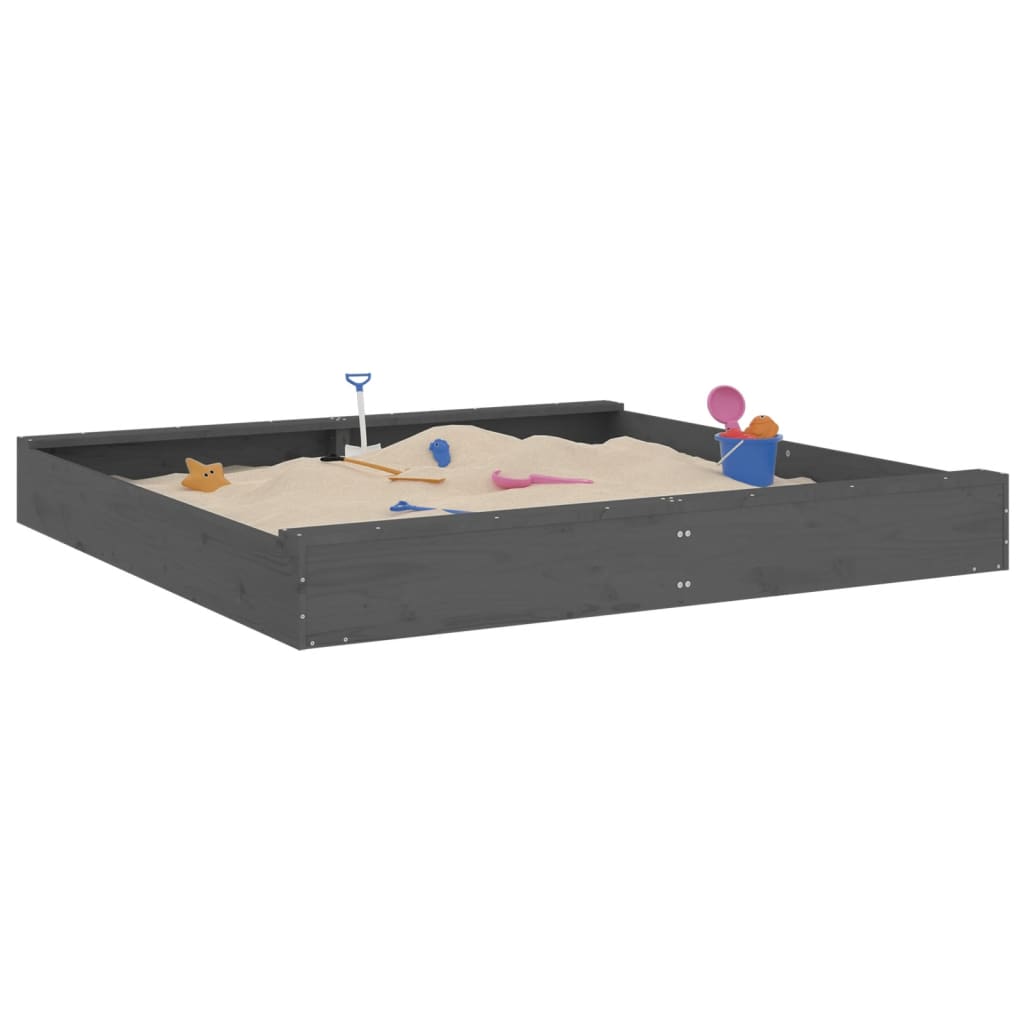 Sandkasten mit Sitzen Grau Quadratisch Massivholz Kiefer - Premium Sandkästen  - Just €131.02! Shop now at homesales4u