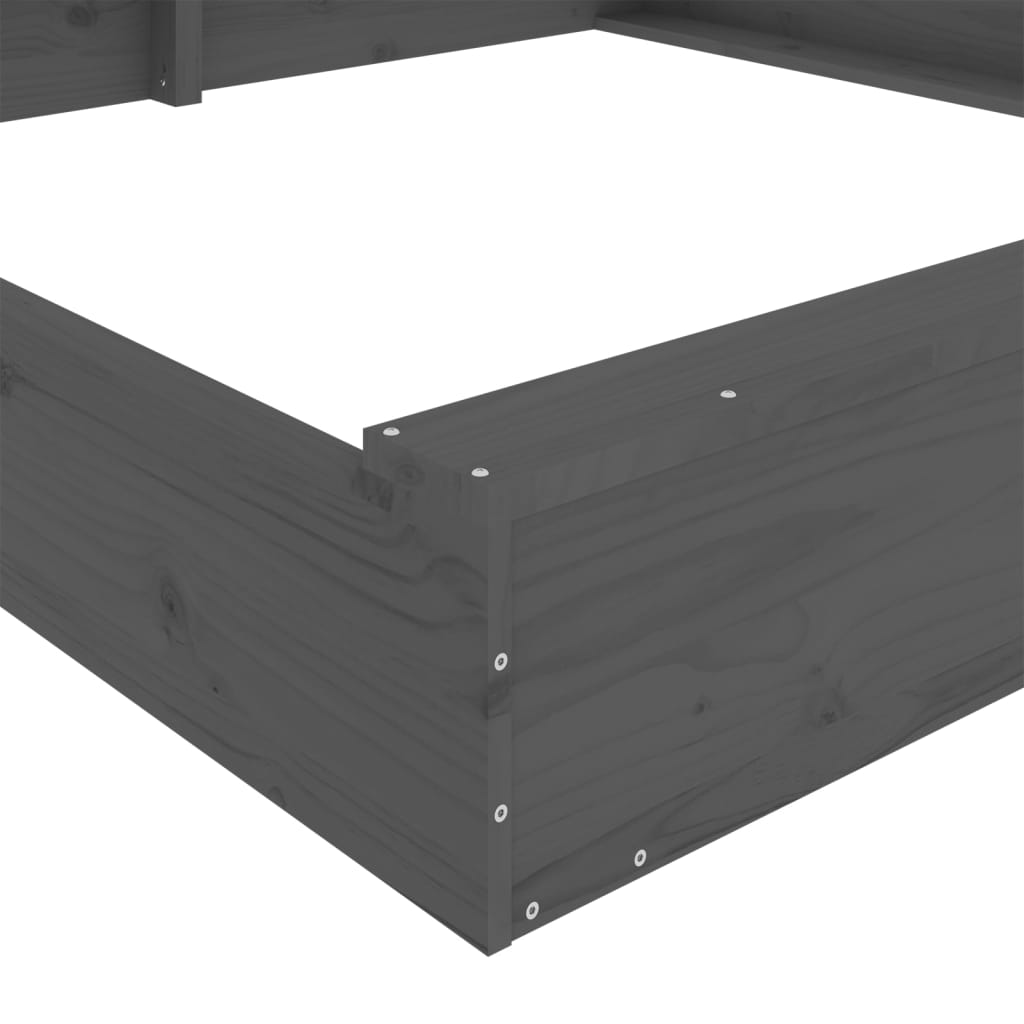 Sandkasten mit Sitzen Grau Quadratisch Massivholz Kiefer - Premium Sandkästen  - Just €131.02! Shop now at homesales4u