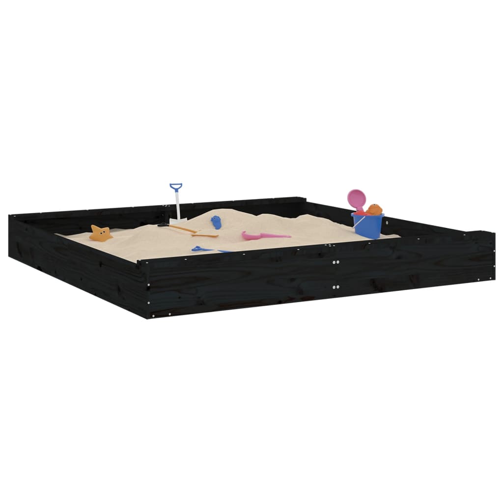 Sandkasten mit Sitzen Schwarz Quadratisch Massivholz Kiefer - Premium Sandkästen  - Just €98.41! Shop now at homesales4u