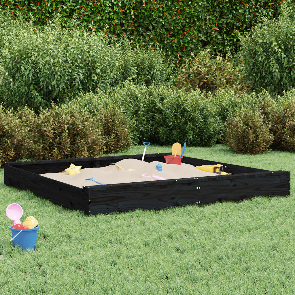Sandkasten mit Sitzen Schwarz Quadratisch Massivholz Kiefer - Premium Sandkästen  - Just €98.41! Shop now at homesales4u