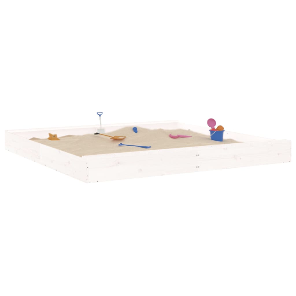 Sandkasten mit Sitzen Weiß Quadratisch Massivholz Kiefer - Premium Sandkästen  - Just €177.78! Shop now at homesales4u