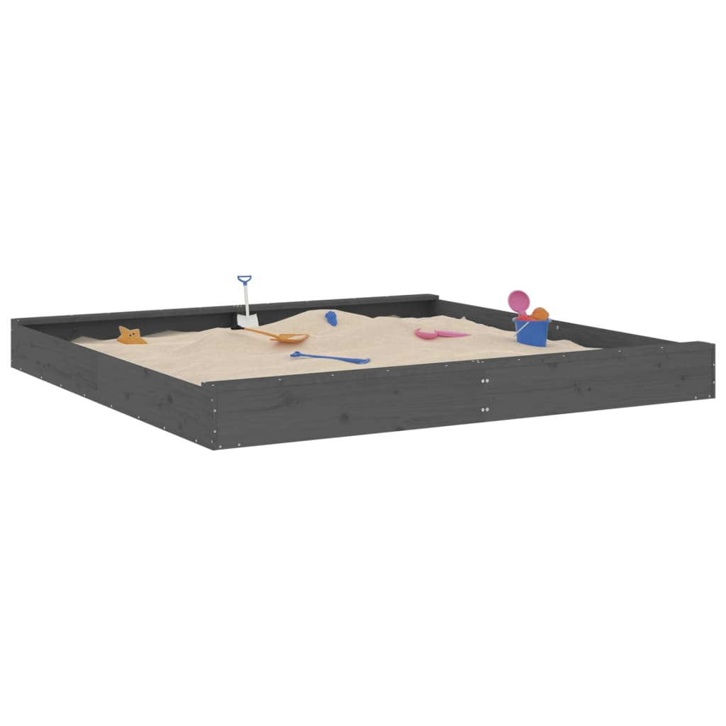 Sandkasten mit Sitzen Grau Quadratisch Massivholz Kiefer - Premium Sandkästen  - Just €194.02! Shop now at homesales4u