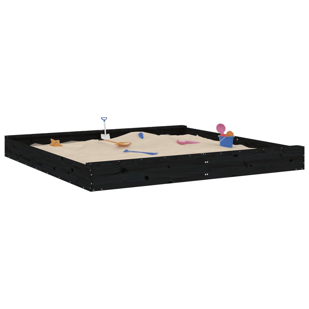 Sandkasten mit Sitzen Schwarz Quadratisch Massivholz Kiefer - Premium Sandkästen  - Just €188.04! Shop now at homesales4u