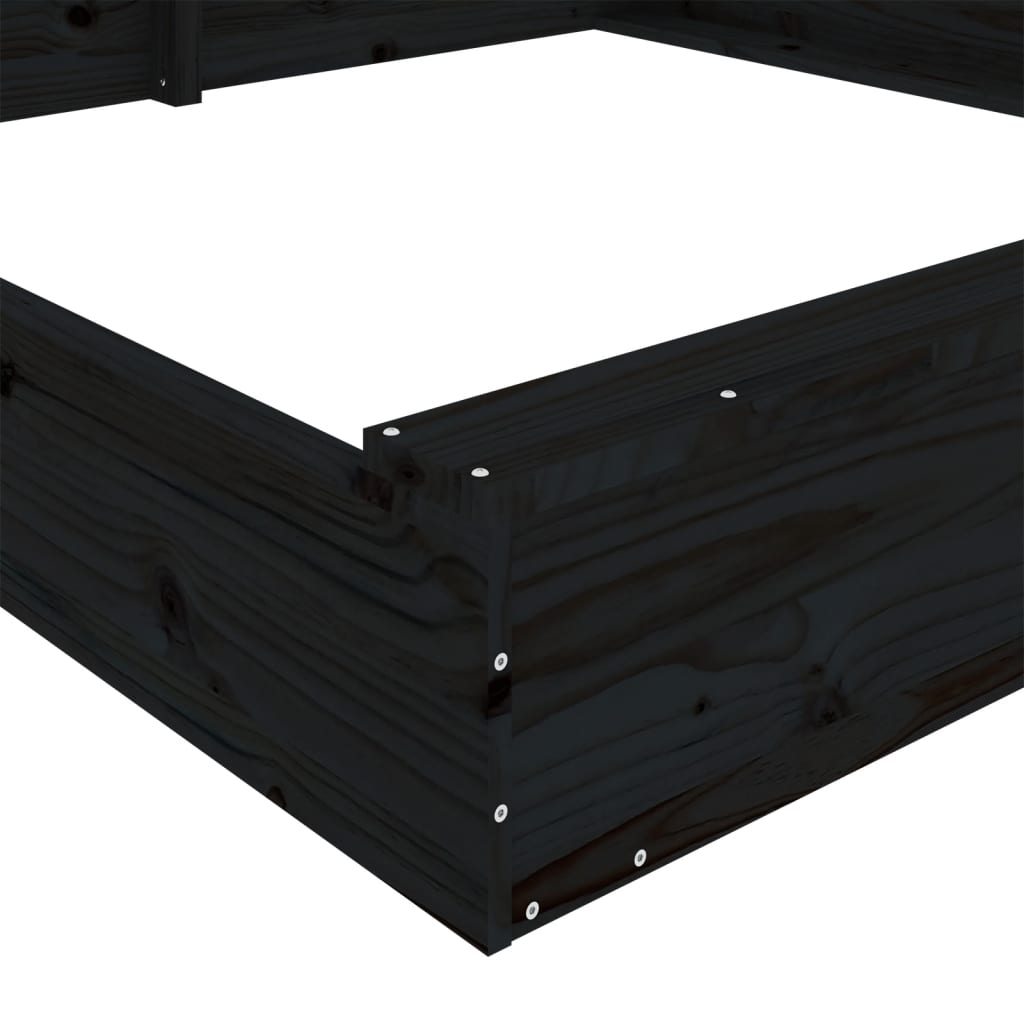 Sandkasten mit Sitzen Schwarz Quadratisch Massivholz Kiefer - Premium Sandkästen  - Just €188.04! Shop now at homesales4u
