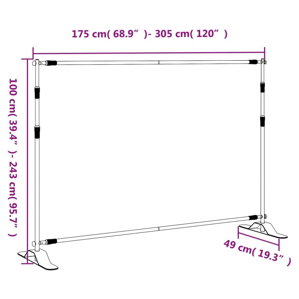 Hintergrundstativ Schwarz 305x243 cm Stahl - Premium Studio-Hintergrundsysteme  - Just €129.66! Shop now at homesales4u