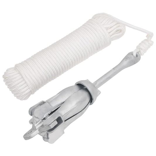 Klappanker mit Seil Silber 8 kg feuerverzinktes Gusseisen - Premium Anker  - Just €104.94! Shop now at homesales4u