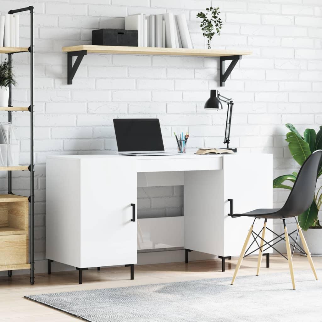 Schreibtisch Hochglanz-Weiß 140x50x75 cm Holzwerkstoff - Premium Schreibtische  - Just €167.34! Shop now at homesales4u