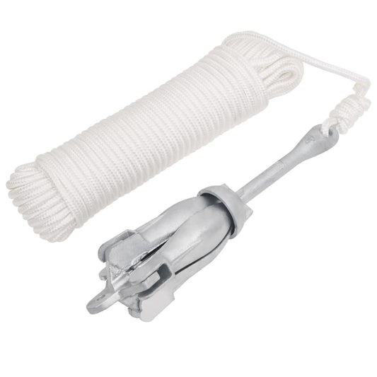 Klappanker mit Seil Silbern 3,2 kg Temperguss - Premium Anker  - Just €52.78! Shop now at homesales4u