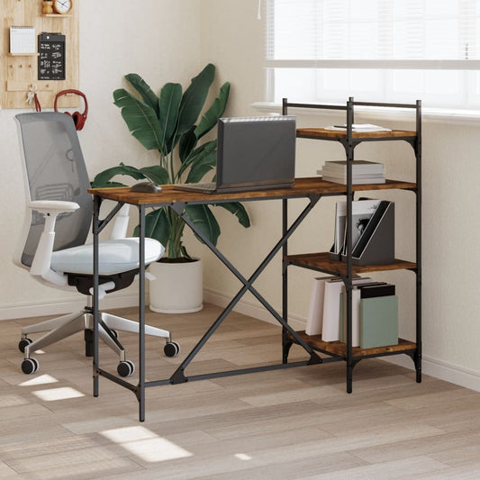 Computertisch mit Regal Räuchereiche 120x47x109 cm - Premium Schreibtische  - Just €91.36! Shop now at homesales4u